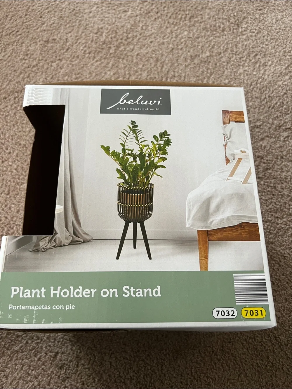 BOHO CHIC Belavi Black Plant Holder on Stand Bamboo & Wood  9.8'' x 9.8'' x 9.8